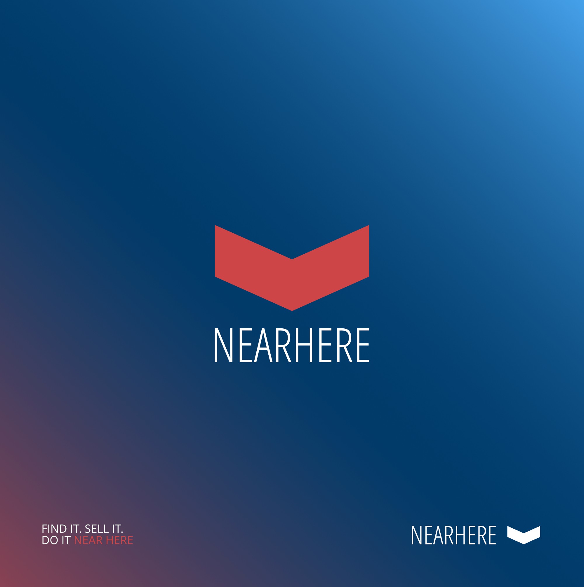 Логотип NearHere на синем фоне