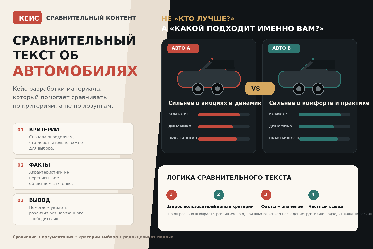 Кейс разработки сравнительного текста об автомобилях