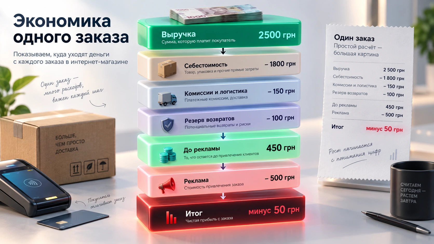 Куда уходят деньги с заказа интернет-магазина Экономика одного заказа интернет-магазина от выручки до рекламного убытка