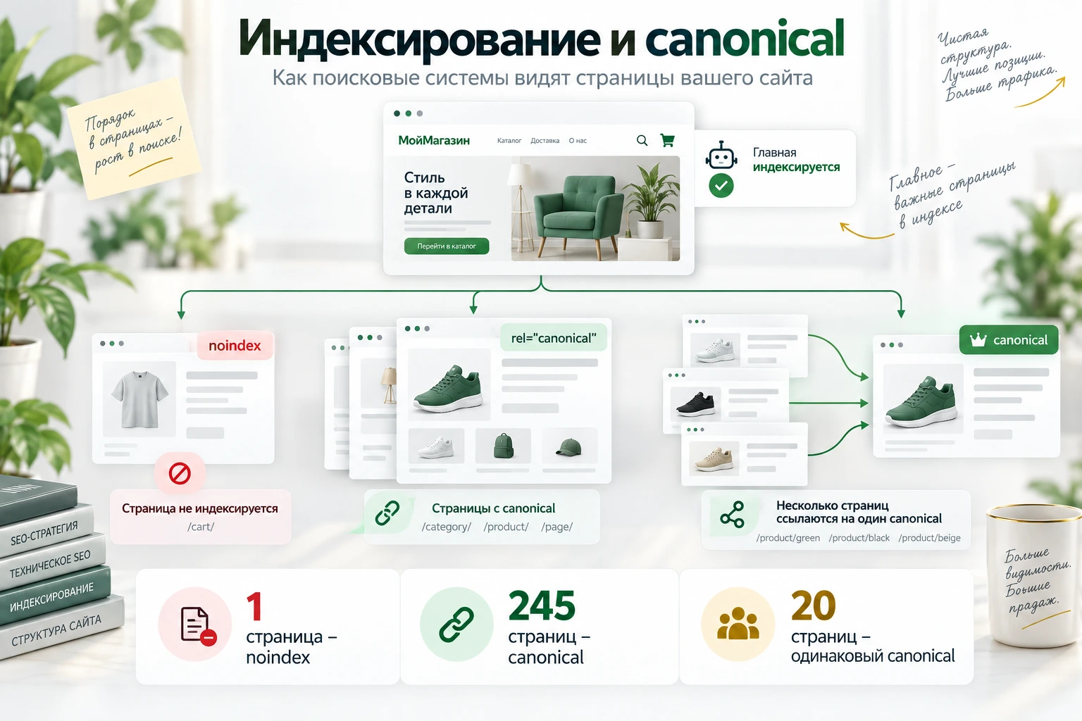 Проверка индексирования и canonical URL Индексирование страниц и настройка canonical