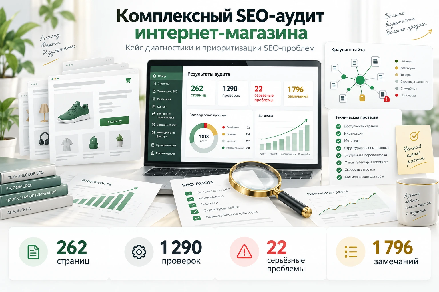 Кейс комплексного SEO-аудита интернет-магазина Комплексный SEO-аудит интернет-магазина на 262 страницы